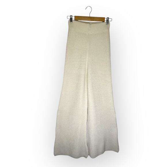 Sincerly Jules Pants - Sincerely Jules New Women's Textured Knit Wide Leg Pant Size M Cream High Rise